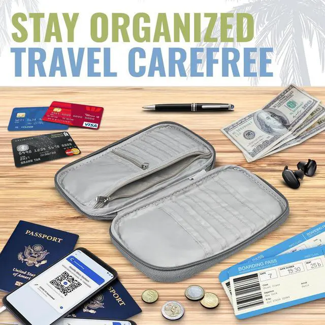 Alt view image 5 of 7 - BOACAY Travel Document Organizer with RFID, Family Passport Holder, Wallet for Women & Men, Portable & Waterproof Case for Cards, Boarding Pass, Money