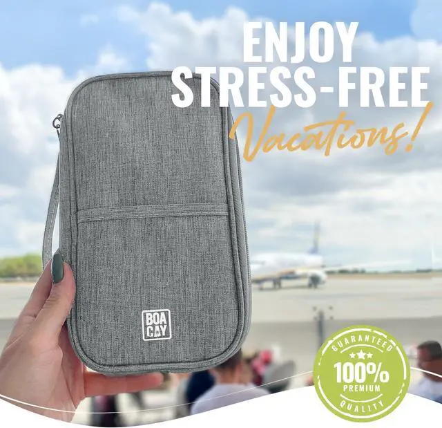 Alt view image 7 of 7 - BOACAY Travel Document Organizer with RFID, Family Passport Holder, Wallet for Women & Men, Portable & Waterproof Case for Cards, Boarding Pass, Money