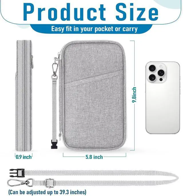 Alt view image 2 of 7 - Passport Holder for Travel, RFID Blocking Wallet for Family, Grey | Large Capacity, Water-resistant, Flexible Carrying Style, Multiple Passport Wallet, Trip Essentials, Women & Men