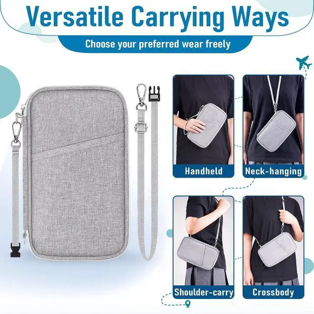 Alt view image 5 of 7 - Passport Holder for Travel, RFID Blocking Wallet for Family, Grey | Large Capacity, Water-resistant, Flexible Carrying Style, Multiple Passport Wallet, Trip Essentials, Women & Men