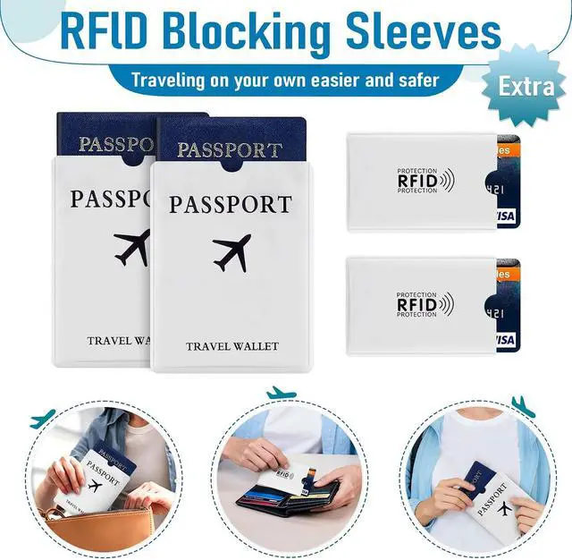 Alt view image 6 of 7 - Passport Holder for Travel, RFID Blocking Wallet for Family, Grey | Large Capacity, Water-resistant, Flexible Carrying Style, Multiple Passport Wallet, Trip Essentials, Women & Men