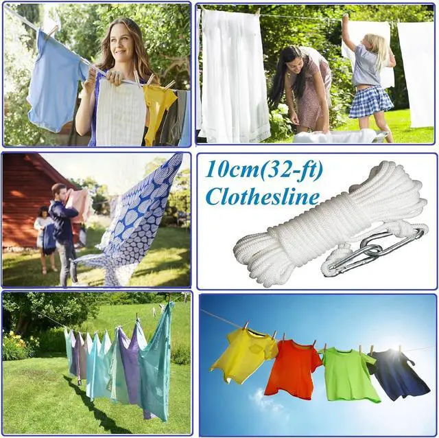 Alt view image 4 of 7 - Clothesline Clothes Drying Rope Portable Travel Clothesline Adjustable for Indoor Outdoor Laundry Clothesline, Perfect Windproof Clothes Line, Hanger for Camping Travel & Home Use(White)