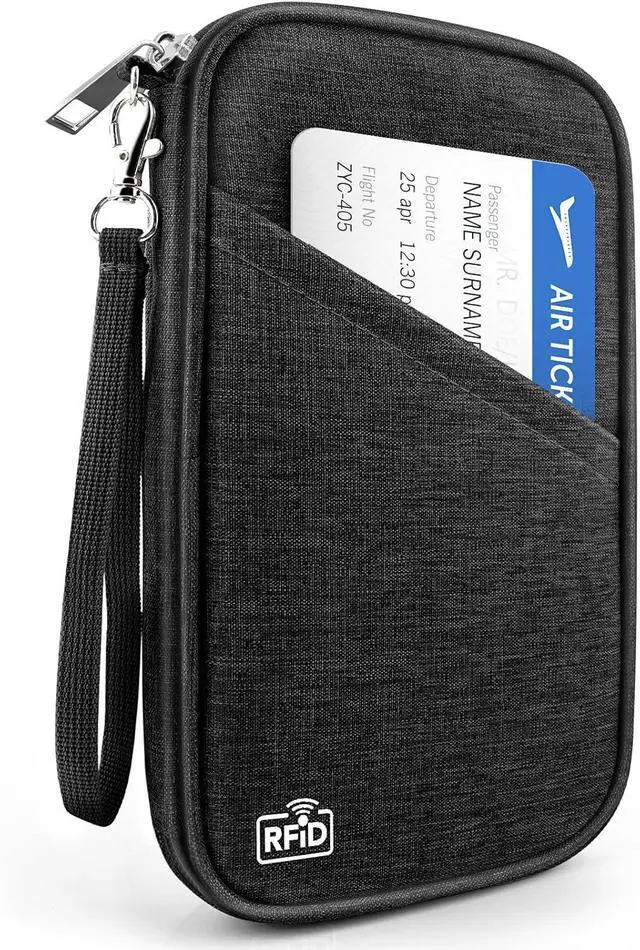 Main image of Passport Holder Family RFID Travel Document Organizer for Women Waterproof Passport Wallet Men Portable Case for Cards, Boarding Pass, ID, Money, Tickets with Zipper