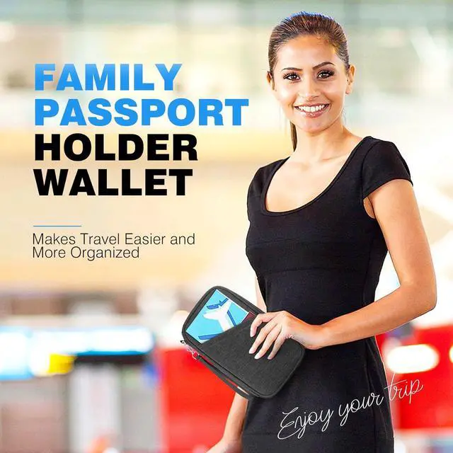 Alt view image 7 of 7 - Passport Holder Family RFID Travel Document Organizer for Women Waterproof Passport Wallet Men Portable Case for Cards, Boarding Pass, ID, Money, Tickets with Zipper