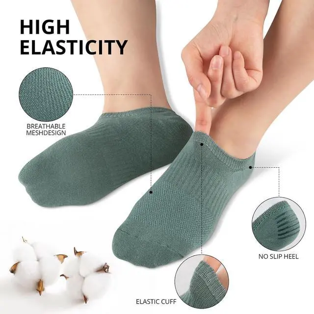 Alt view image 6 of 7 - Heatuff Womens No Show Socks, Thin Cotton Invisible Low Cut Socks for Women with Anti-Slip Design 6/8 Pairs