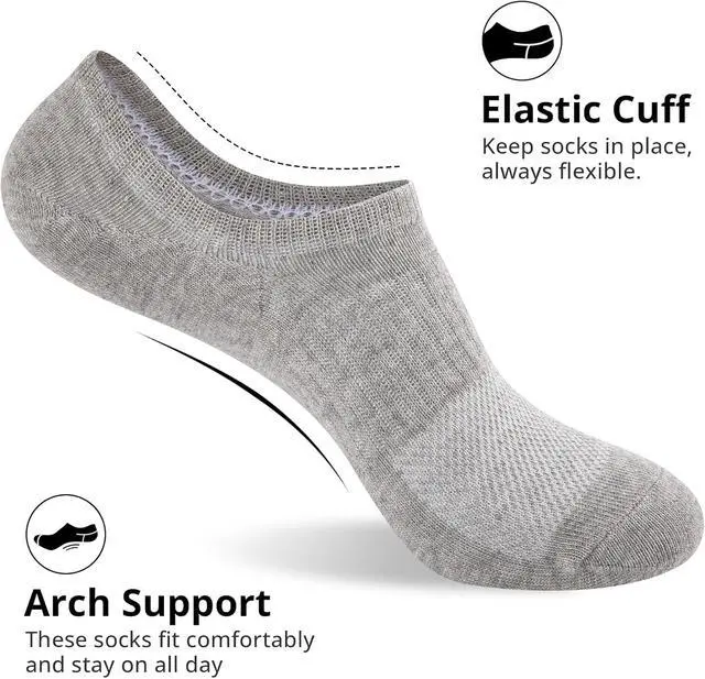 Alt view image 7 of 7 - Heatuff Womens No Show Socks, Thin Cotton Invisible Low Cut Socks for Women with Anti-Slip Design 6/8 Pairs
