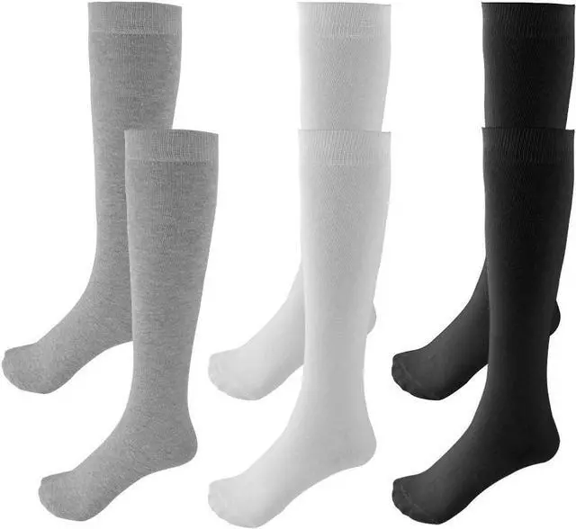 Main image of Topbuti 3 Pairs School Uniform Cotton Knee High Socks Athletic Sports Soccer Socks Tube Sock for Girls and Boys