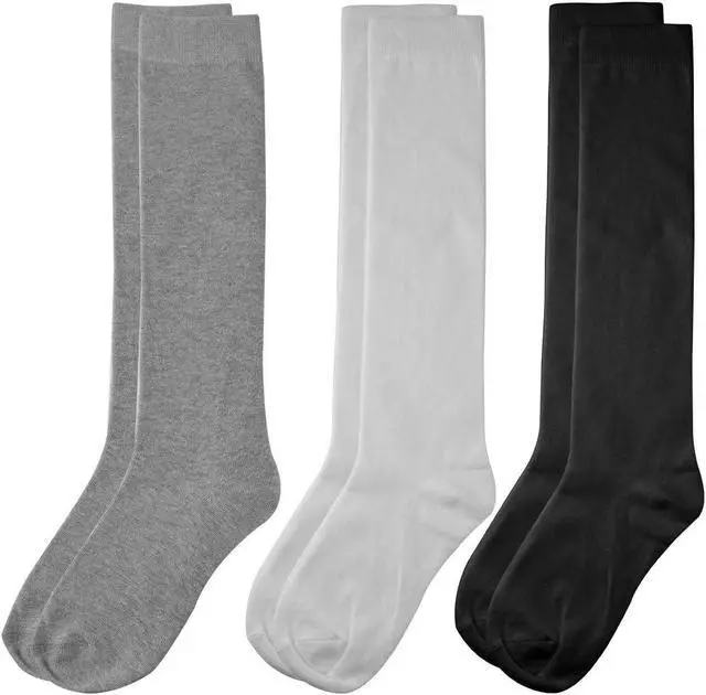Alt view image 4 of 7 - Topbuti 3 Pairs School Uniform Cotton Knee High Socks Athletic Sports Soccer Socks Tube Sock for Girls and Boys