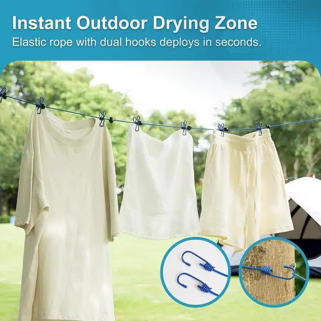 Alt view image 2 of 7 - 2 Pack Retractable Portable Travel Clothesline, Camping Clothing Line Set