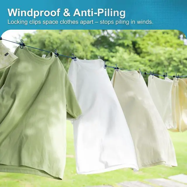 Alt view image 6 of 7 - 2 Pack Retractable Portable Travel Clothesline, Camping Clothing Line Set