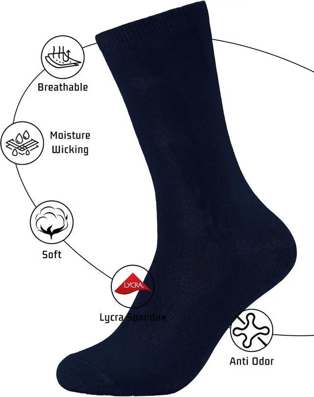 Alt view image 3 of 7 - Forony Mens Dress Socks Size 8-13 Anti Odor Combed Cotton Moisture Wicking | Comfy,Breathable,Quick Dry,Formal,Business,Tuxedo,Prom,Casual,Everyday,Best Man,Wedding,Suit Outfits,1 Pack
