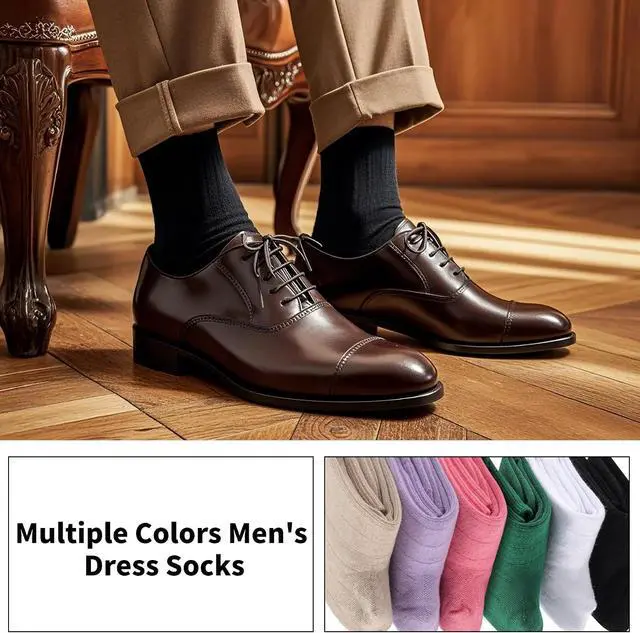 Alt view image 5 of 7 - Mens Ribbed Crew Dress Socks Anti Odor Socks Size 8-13 | Breathable,Combed Cotton,Moisture-wicking,Ribbed Elastic Cuff,Soft,Comfy,Ideal for Wedding Business & Casual