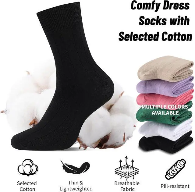 Alt view image 4 of 7 - Mens Ribbed Crew Dress Socks Anti Odor Socks Size 8-13 | Breathable,Combed Cotton,Moisture-wicking,Ribbed Elastic Cuff,Soft,Comfy,Ideal for Wedding Business & Casual