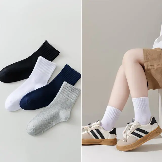 Alt view image 2 of 6 - EPEIUS Kids Crew Socks Seamless Cotton Dress Socks for Boys Girls 1-15Y | Soft & breathable boys socks with stay-up cuffs, ideal for school uniform & daily wear, White Navy Black, Toddler to big kids