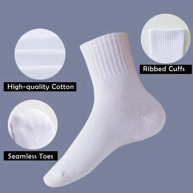 Alt view image 4 of 6 - EPEIUS Kids Crew Socks Seamless Cotton Dress Socks for Boys Girls 1-15Y | Soft & breathable boys socks with stay-up cuffs, ideal for school uniform & daily wear, White Navy Black, Toddler to big kids