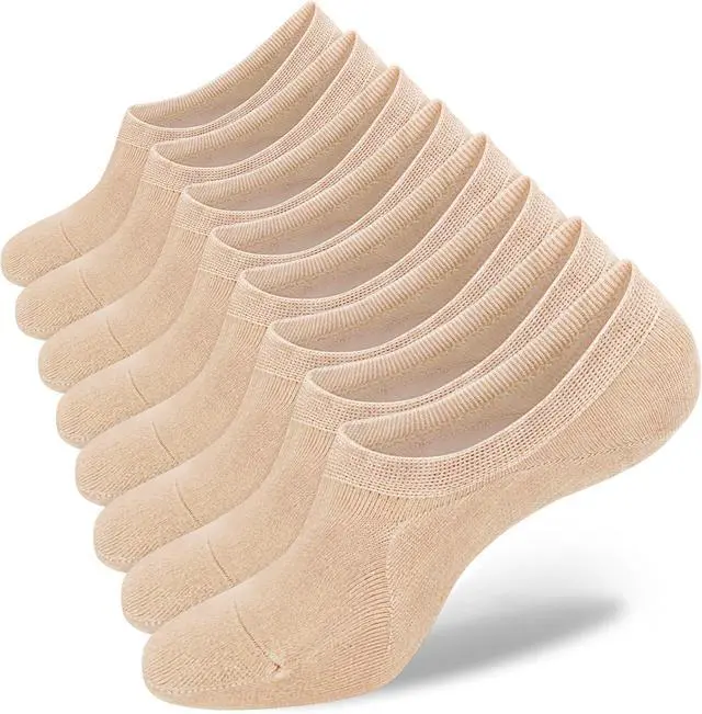 Main image of SIXDAYSOX Womens No Show Socks for Flats, Short Low Cut Cotton Liner Socks | 6/4 Pairs No Show Socks Womens Size 9-11 / 5-8, Thin Invisible Footies Socks for Women with Non Slip Grips