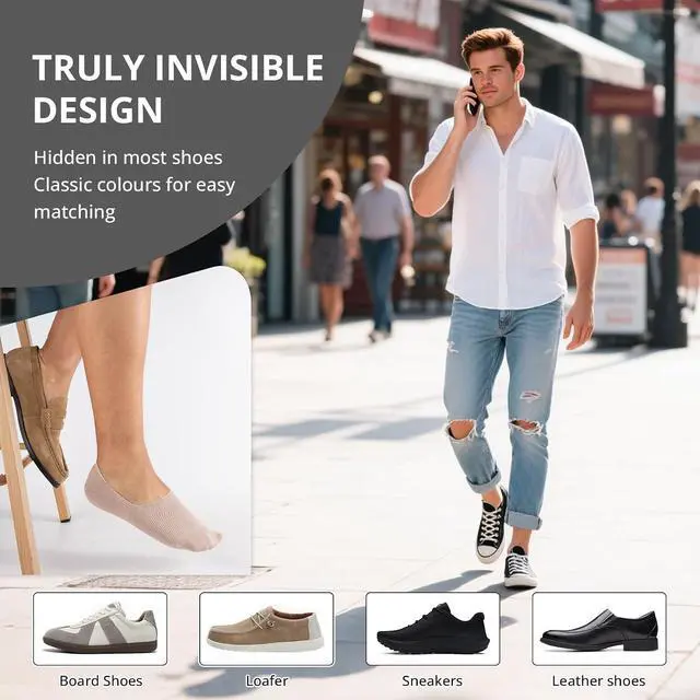 Alt view image 2 of 7 - Cooplus 8 Pairs No Show Socks Men Non Slip Low Cut Cotton Invisible Socks for Loafer Flats