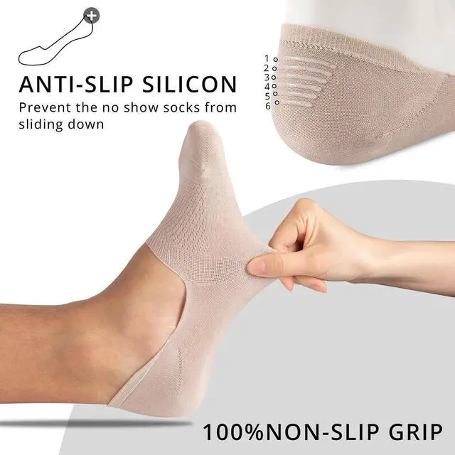 Alt view image 3 of 7 - Cooplus 8 Pairs No Show Socks Men Non Slip Low Cut Cotton Invisible Socks for Loafer Flats