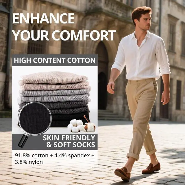 Alt view image 5 of 7 - Cooplus 8 Pairs No Show Socks Men Non Slip Low Cut Cotton Invisible Socks for Loafer Flats