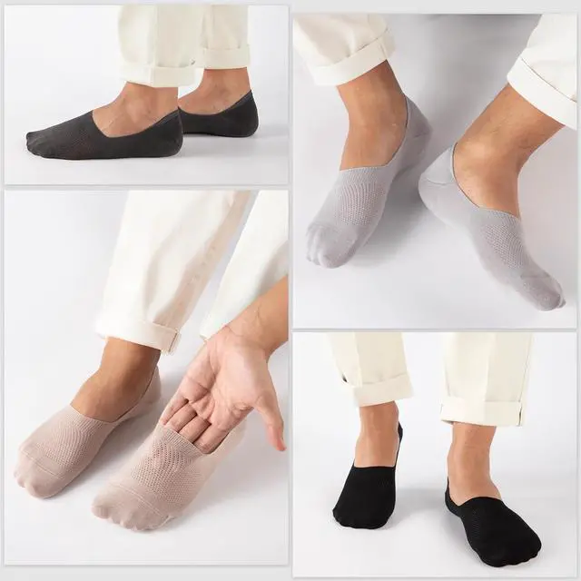 Alt view image 7 of 7 - Cooplus 8 Pairs No Show Socks Men Non Slip Low Cut Cotton Invisible Socks for Loafer Flats