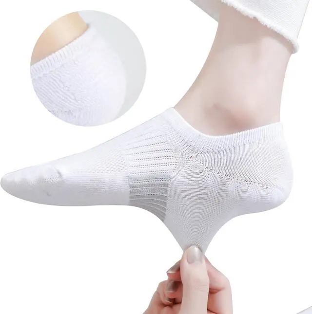 Alt view image 4 of 7 - Marchare Women No Show Socks Low Cut Invisible Cushioned Socks Ankle Athletic Socks For Women With Grips