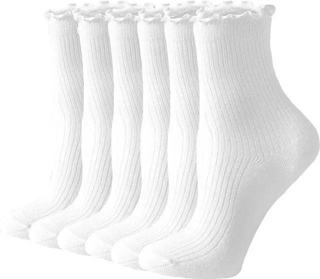 Main image of ACCFOD Womens Ruffle Socks Cute Frilly Ankle Socks Quarter Crew Socks for Women Girl