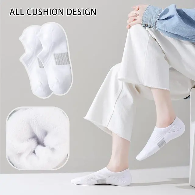 Alt view image 5 of 7 - Marchare Women No Show Socks Low Cut Invisible Cushioned Socks Ankle Athletic Socks For Women With Grips