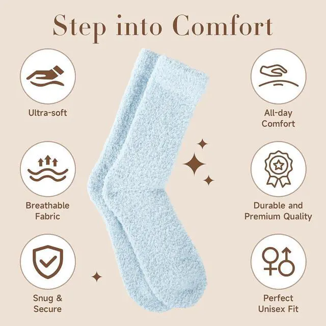 Alt view image 3 of 6 - QOG Fuzzy Socks for Women and Men, Cozy Cloud Socks, Soft Fluffy Gift | Ultra-Soft Comfort; Fabric Gift Bag; Scented Card; Ready to Gift