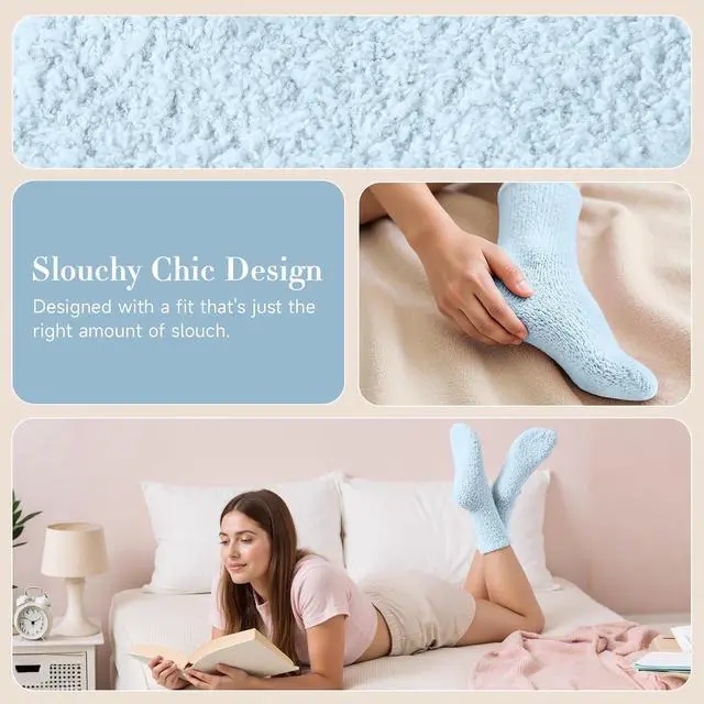 Alt view image 5 of 6 - QOG Fuzzy Socks for Women and Men, Cozy Cloud Socks, Soft Fluffy Gift | Ultra-Soft Comfort; Fabric Gift Bag; Scented Card; Ready to Gift