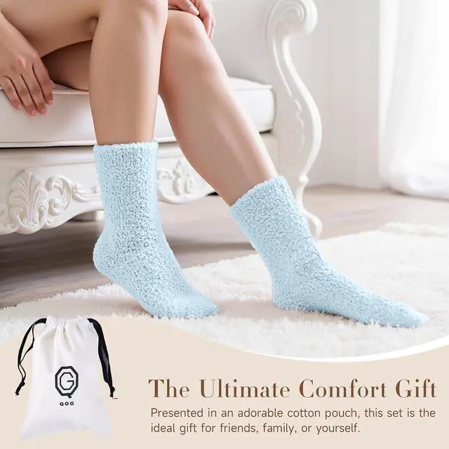 Alt view image 2 of 6 - QOG Fuzzy Socks for Women and Men, Cozy Cloud Socks, Soft Fluffy Gift | Ultra-Soft Comfort; Fabric Gift Bag; Scented Card; Ready to Gift