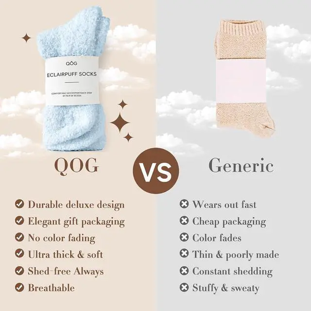 Alt view image 6 of 6 - QOG Fuzzy Socks for Women and Men, Cozy Cloud Socks, Soft Fluffy Gift | Ultra-Soft Comfort; Fabric Gift Bag; Scented Card; Ready to Gift