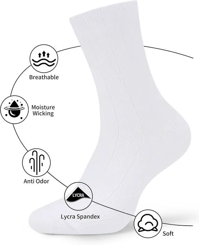 Alt view image 4 of 7 - Forony Mens Dress Socks Size 8-13 Anti Odor Combed Cotton Ribbed | Comfy,Breathable,Moisture Wicking,Quick Dry,Formal,Business,Tuxedo,Prom,Casual,Everyday,Best Man,Wedding,Suit,1 Pack