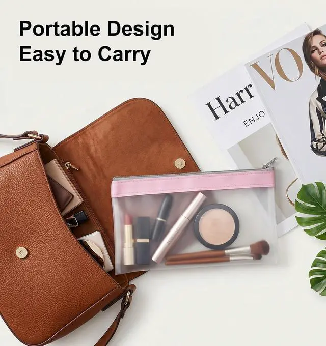 Alt view image 5 of 7 - 4 Pcs Small Clear Makeup Bag, Mini Clear Zipper Pouch Bag Organizer Pouch | for Travel, Lipstick & Earphone Storage (Purple, Gray, Pink, Beige, 8.86 x 4.13 Inches)