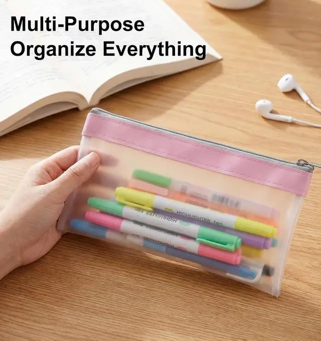 Alt view image 6 of 7 - 4 Pcs Small Clear Makeup Bag, Mini Clear Zipper Pouch Bag Organizer Pouch | for Travel, Lipstick & Earphone Storage (Purple, Gray, Pink, Beige, 8.86 x 4.13 Inches)