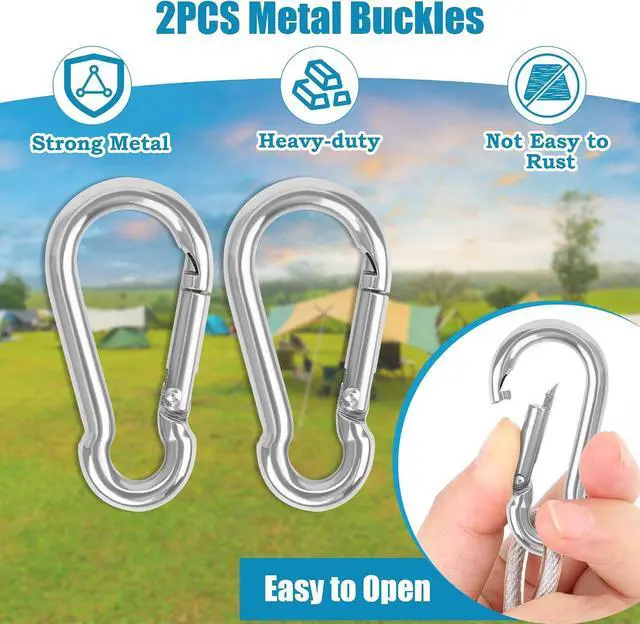 Alt view image 4 of 7 - 20FT/ 40FT Retractable Travel Clothesline, Adjustable Outdoor Clothesline Drying Clothes Line Laundry for Travel Camping, with Ratchet Pulley/ 2 Screws/ 2 Buckles (Black+Silver, 472, Inches)