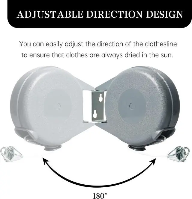 Alt view image 4 of 7 - ZOES HOMEWARE Retractable Clothesline Heavy Duty Retracting Clothes Line Outdoor and Indoor with Durable ABS Shell and 38 Feet Extruded PVC Line,with Lock to Prevent Sagging