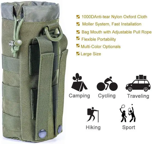 Alt view image 2 of 7 - Upgraded Sports Water Bottles Pouch Bag, Tactical Drawstring Molle Water Bottle Holder Tactical Pouches, Travel Mesh Water Bottle Bag Tactical Hydration Carrier