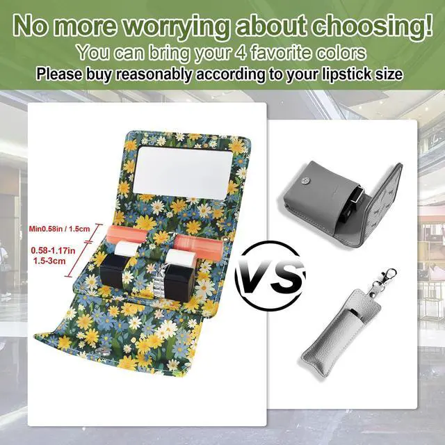Alt view image 2 of 6 - Cut Cat PU Lipstick Case Holder with Mirror Holds 3pcs of Long Lipsticks Lipstick Holder Makeup bag Travel Organizer Bag for Outside Bag Pouch for Gift Women Girls
