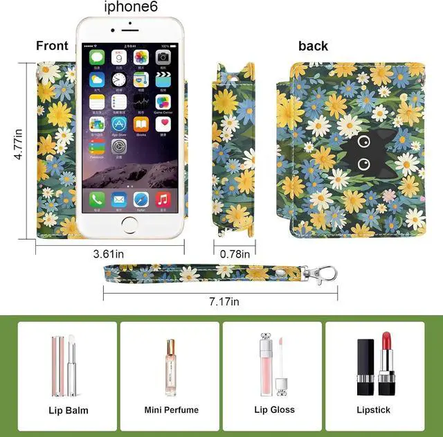 Alt view image 3 of 6 - Cut Cat PU Lipstick Case Holder with Mirror Holds 3pcs of Long Lipsticks Lipstick Holder Makeup bag Travel Organizer Bag for Outside Bag Pouch for Gift Women Girls