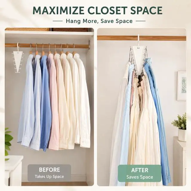 Alt view image 3 of 7 - 12 Hooks Space Saving Closet Hanger Organizer | Vertical V-shape Tier Frame Holds Shirts, Hats, Ties, Belts and Scarves, Closet Storage Organizer for Wardrobe Space Saver