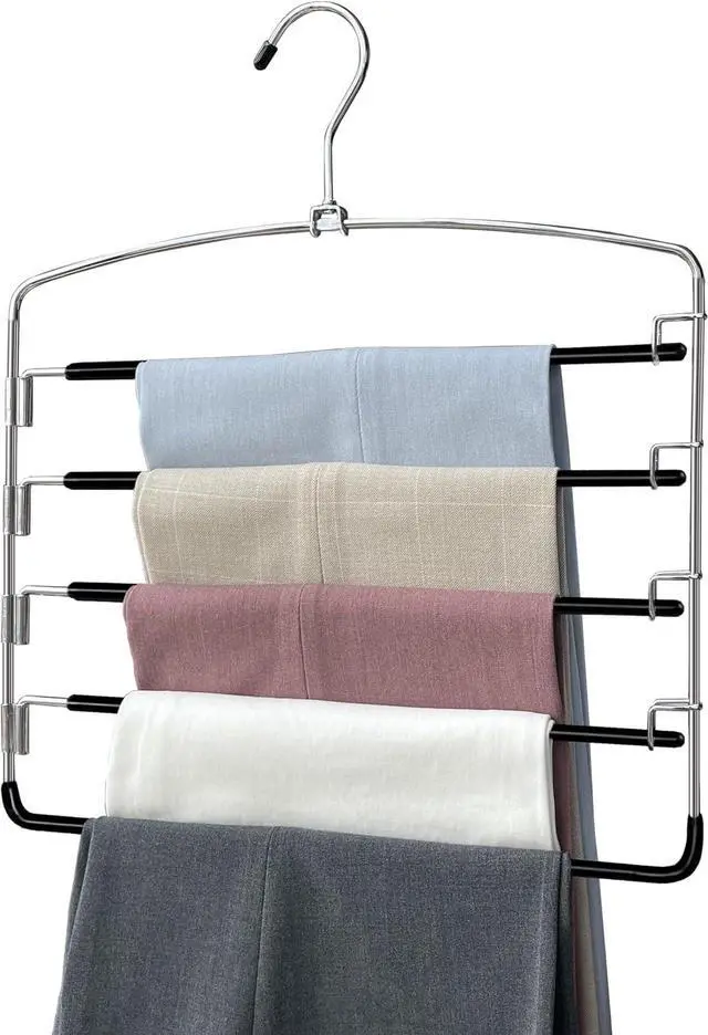 Main image of Pants Hangers 1 Pieces,5 Tier Closet Organizers and Storage Clothes Hanger,Hangers Space Saving with Swing Arm,Multiple Metal Hanger Clothes Organization for Pants Trousers Jeans Leggings Slacks