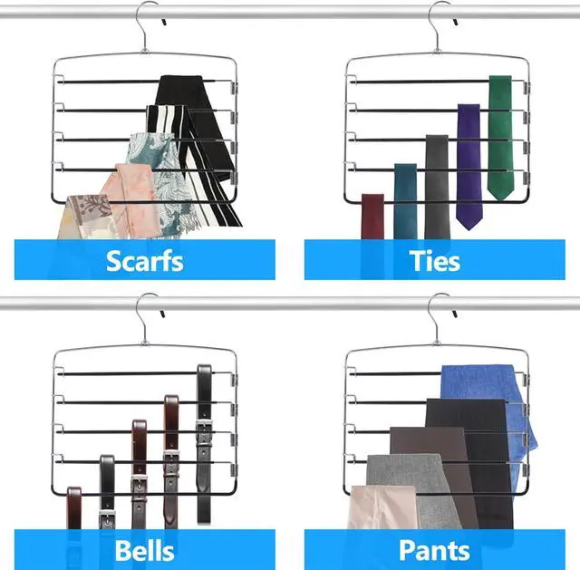 Alt view image 6 of 6 - Pants Hangers 1 Pieces,5 Tier Closet Organizers and Storage Clothes Hanger,Hangers Space Saving with Swing Arm,Multiple Metal Hanger Clothes Organization for Pants Trousers Jeans Leggings Slacks
