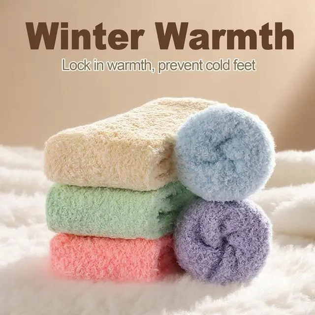 Alt view image 5 of 6 - 5 Pairs Fuzzy Socks with Grips for Women, Non Slip Cozy Fluffy Soft Socks, Winter Sleep Slipper Hospital