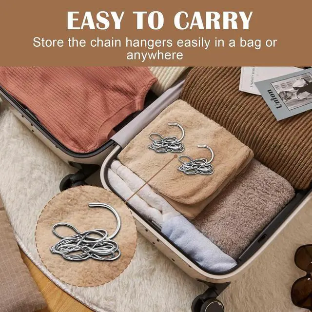 Alt view image 3 of 6 - 40 Holes Clothing Chain Hangers: 5 Pack Metal Space Saving Hangers | Easy Display and Access, Closet Organizers for Home, Travel, College Dorm Room