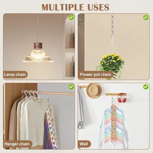 Alt view image 6 of 6 - 40 Holes Clothing Chain Hangers: 5 Pack Metal Space Saving Hangers | Easy Display and Access, Closet Organizers for Home, Travel, College Dorm Room