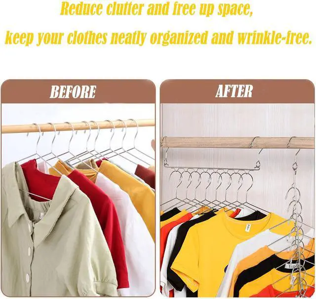 Alt view image 6 of 7 - 4 Pack Space Saving Hangers for Clothes Metal Hanger Organizer | 8 Holes Metal Hanger Organizer, Capacity Magic Closet Space SaversCloset Storage Dorm EssentialsSilver