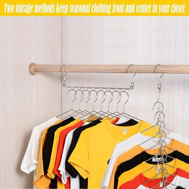 Alt view image 7 of 7 - 4 Pack Space Saving Hangers for Clothes Metal Hanger Organizer | 8 Holes Metal Hanger Organizer, Capacity Magic Closet Space SaversCloset Storage Dorm EssentialsSilver
