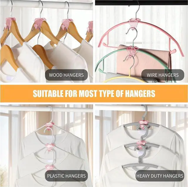 Alt view image 3 of 7 - SLMT Space Saving Hanger Hooks 30 Pack, Clear Clothes Hanger Connector Hooks, Dorm Room Essentials, Closet Organizers and Storage (Pink)