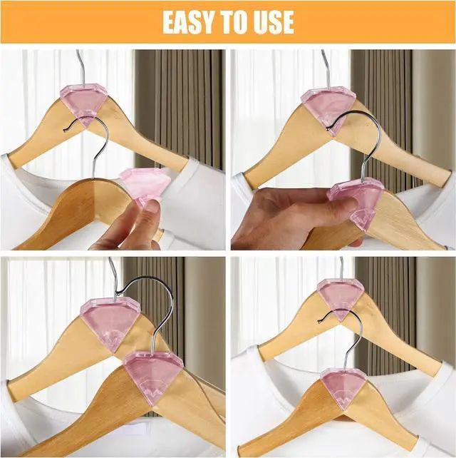 Alt view image 4 of 7 - SLMT Space Saving Hanger Hooks 30 Pack, Clear Clothes Hanger Connector Hooks, Dorm Room Essentials, Closet Organizers and Storage (Pink)