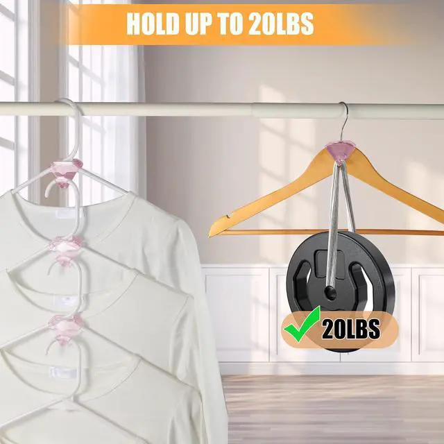 Alt view image 5 of 7 - SLMT Space Saving Hanger Hooks 30 Pack, Clear Clothes Hanger Connector Hooks, Dorm Room Essentials, Closet Organizers and Storage (Pink)